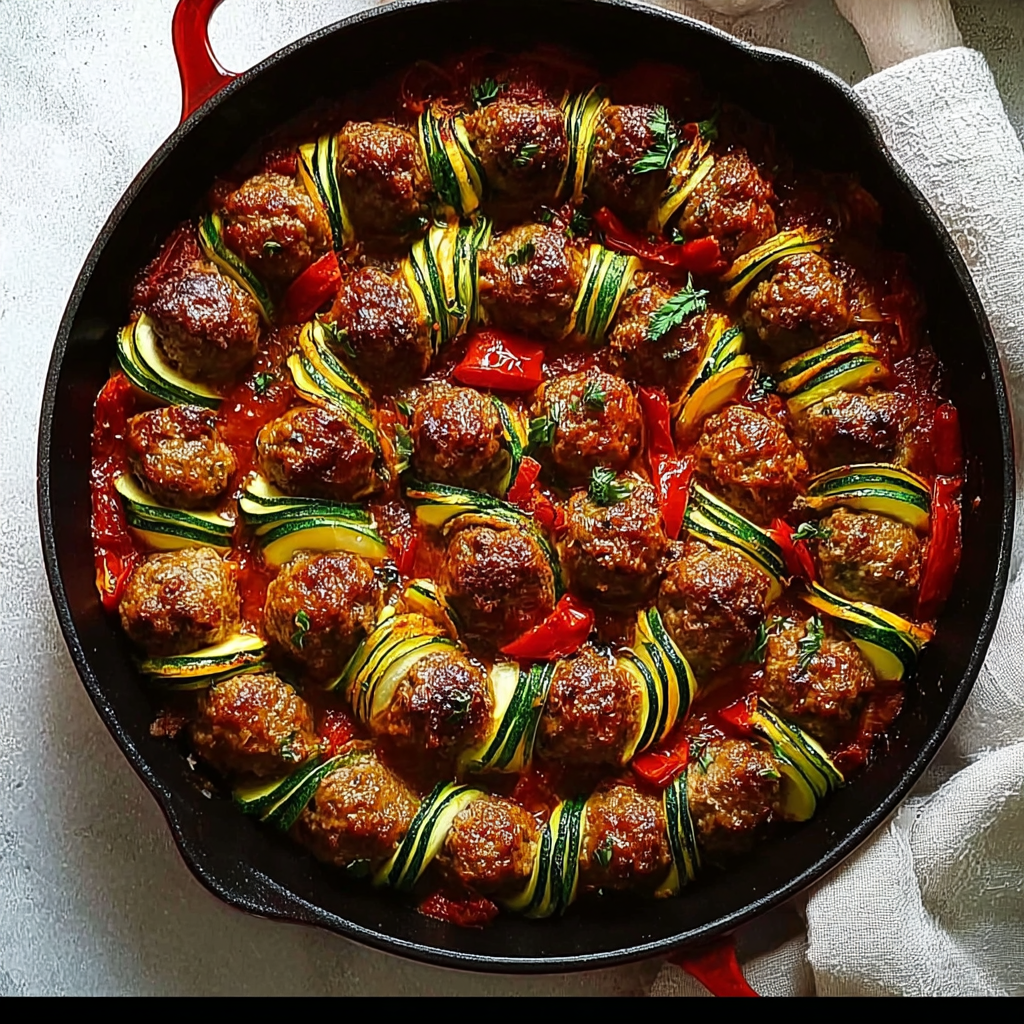 Savory Moroccan Spiral Meatball Zucchini Bake You’ll Love