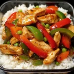 Chicken and Bell Pepper Stir-Fry with Rice