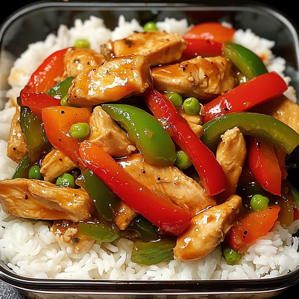 Chicken and Bell Pepper Stir-Fry with Rice