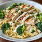 Creamy Chicken Alfredo Fettuccine with Broccoli
