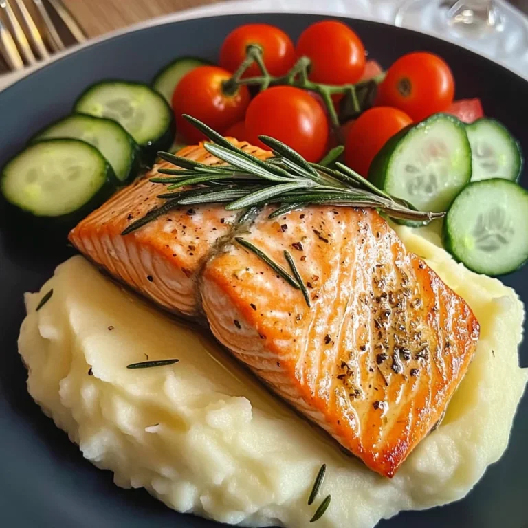 Rosemary Salmon with Mashed Potatoes & Fresh Garden Salad