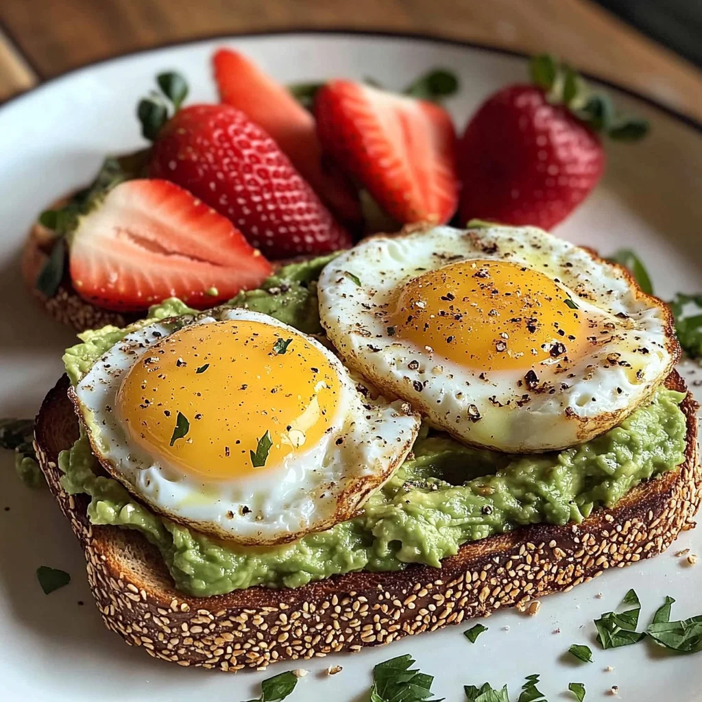 Sunny Avocado Egg Toast with Sweet Strawberries